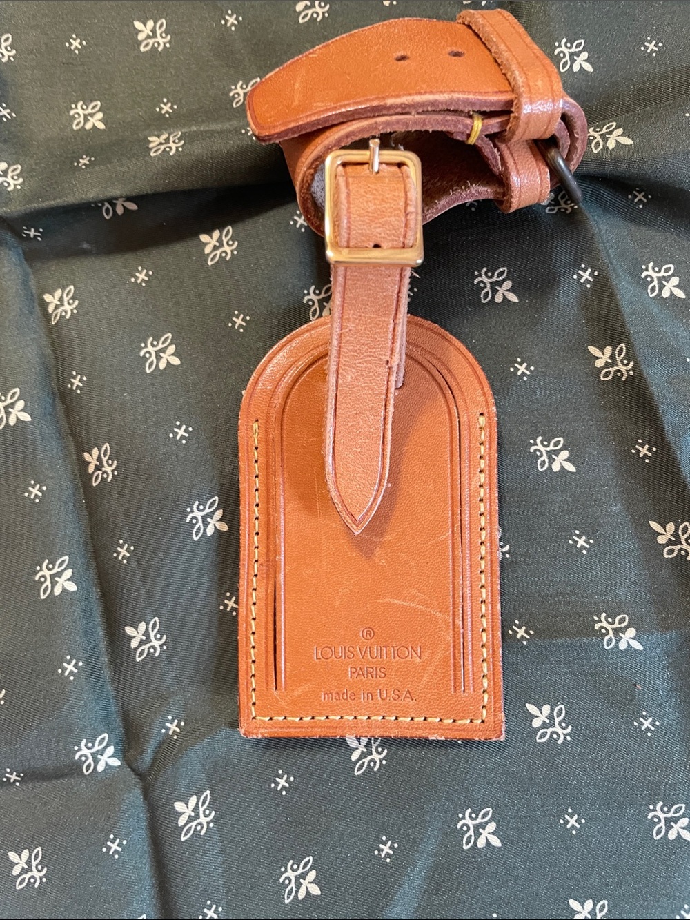 Louis Vuitton  Tan Leather Luggage Tag    Authentic  Box not included - Picture 2 of 9